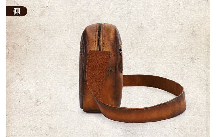 Whatna 天然牛革 ショルダーバッグ メンズ メッセンジャーバッグ 横型 小さめ ビジネスバッグ 革通勤 通学 斜めがけバッグ オシャレ な シンプル な 軽量 実用 自転車 かばん男性用 ブラウン 黒(Z15) 3