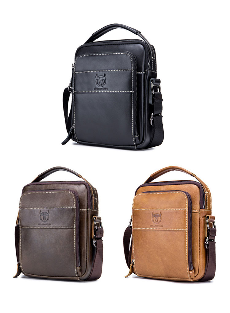 Whatna 2way牛革ショルダーバッグ メンズ 本革 斜め掛け 手提げ バッグ 縦型 ビジネスバッグ 小さめ メッセンジャーバッグ 通学 通勤鞄 軽量 実用 自転車かばん プレゼント男性 黒 ブラウン(888) 0