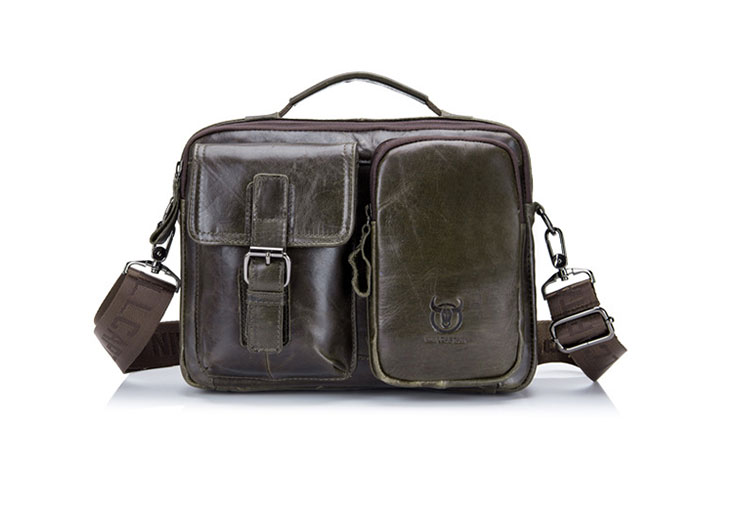 Whatna 2way牛革ショルダーバッグ メンズ 本革 斜め掛け 手提げ バッグ 横型 ビジネスバッグ 小さめ メッセンジャーバッグ 通学 通勤鞄 軽量 実用 自転車かばん プレゼント男性 黒 ブラウン(036) 1