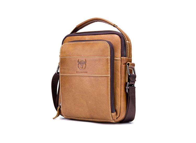 Whatna 2way牛革ショルダーバッグ メンズ 本革 斜め掛け 手提げ バッグ 縦型 ビジネスバッグ 小さめ メッセンジャーバッグ 通学 通勤鞄 軽量 実用 自転車かばん プレゼント男性 黒 ブラウン(888) 1