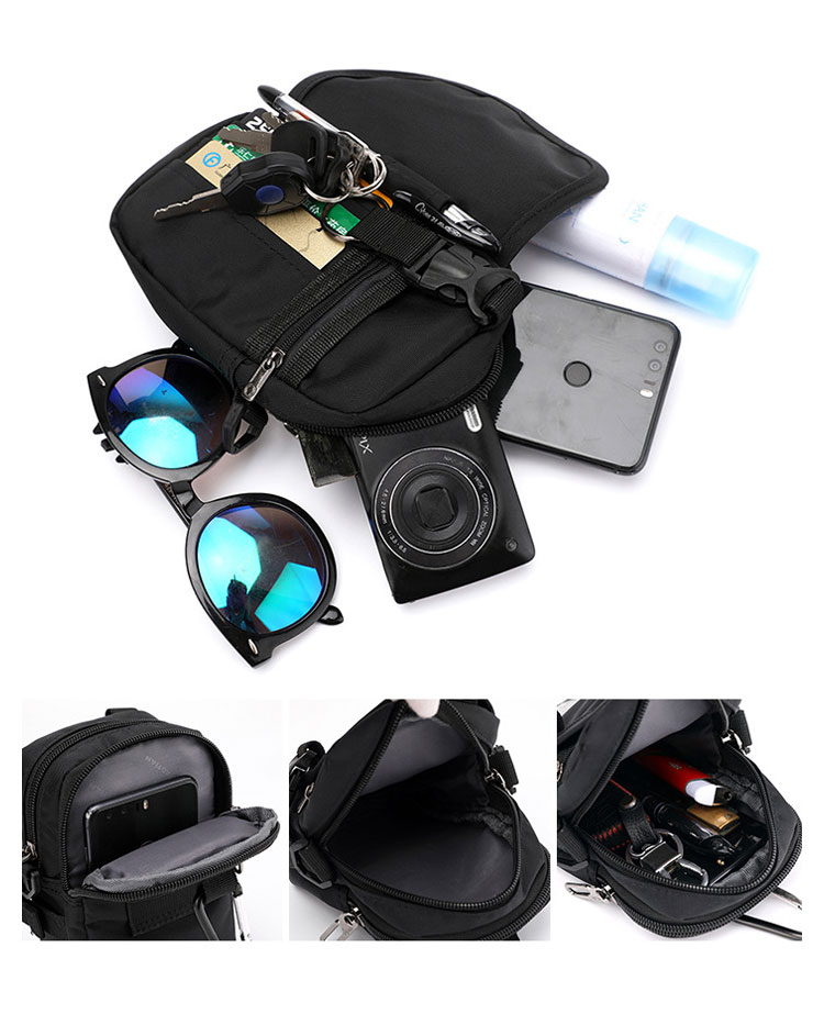 Whatna 2way ミニショルダーバッグ メンズ  ウエストバッグ ベルトポーチ スマホポーチ イヤホン穴付 防水高密度オックスフォード生地 縦型 ショルダーミニポーチ 軽量 実用 自転車かばん プレゼント男性6186# 7