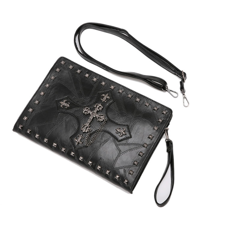 2WAY 革 セカンド バッグ メンズ バッグ [クラッチ ショルダー 肩掛け 結婚式 バッグ] A4 手持ちバッグ ビジネス カジュアル フォーマル 冠婚葬祭 紳士用 男性用 黒（YH1959） 3