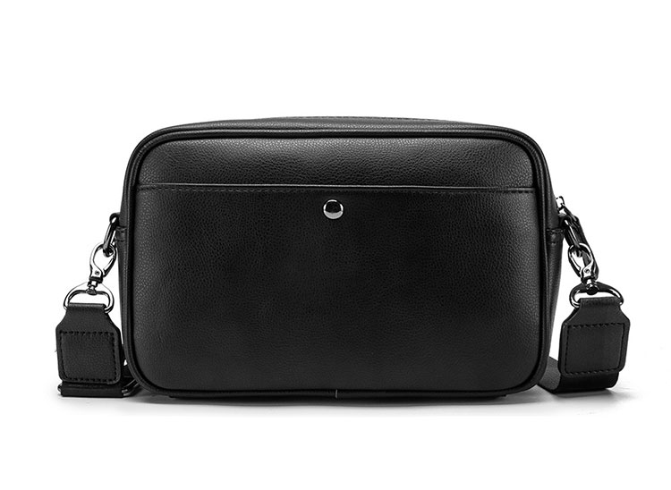 Whatna手作り編み込み 革 ミニショルダーバッグ 横型 メンズ ポシェット ショルダーミニポーチ 小さめ メッセンジャーバッグ 斜め掛け ビジネス アウトドア フォーマル 通学 通勤鞄 軽量 実用 自転車 かばん男性用 紳士用 黒 (YH3179) 2