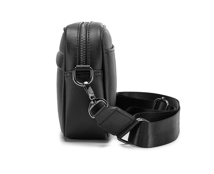 Whatna手作り編み込み 革 ミニショルダーバッグ 横型 メンズ ポシェット ショルダーミニポーチ 小さめ メッセンジャーバッグ 斜め掛け ビジネス アウトドア フォーマル 通学 通勤鞄 軽量 実用 自転車 かばん男性用 紳士用 黒 (YH3179) 1