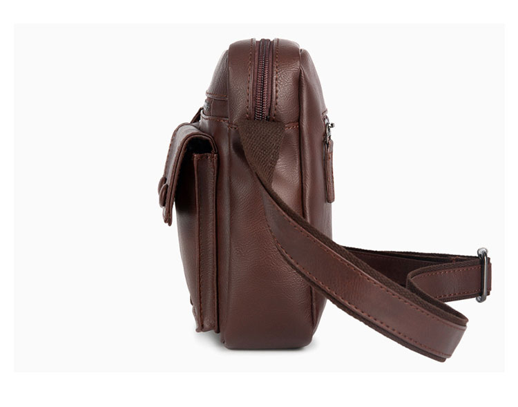 Whatna革 ミニショルダーバッグ 横型 メンズ ポシェット ショルダーミニポーチ 小さめ メッセンジャーバッグ 斜め掛け ビジネス アウトドア フォーマル 通学 通勤鞄 軽量 実用 自転車 かばん男性用 紳士用 黒 (w1905) 4