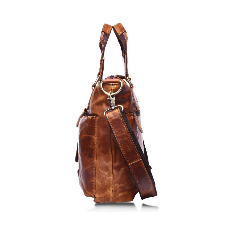 Whatna  牛革  ビジネス バッグ メンズ バッグ 2way ショルダー 手提げバッグ A4 12インチipad 収納可 本革 ビジネス 通勤 通学 斜めがけ バッグ ワンショルダーバッグ自転車 かばん男性用ブラウン（B2559） 2