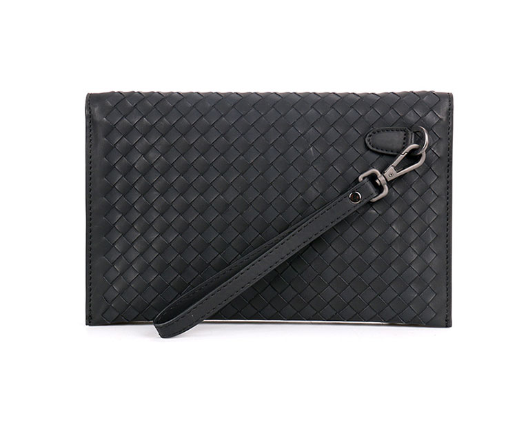 Whatna 2way 牛革 手作り編み込み セカンドバッグ メンズ バッグ クラッチ バッグ 本革 厚手 レザー 2室仕切 手持ちバッグ 結婚式 バッグ フォーマル  ビジネス 冠婚葬祭 バッグ 男性用 紳士用 黒 ( B#PR1826) 1