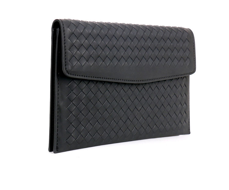 Whatna 2way 牛革 手作り編み込み セカンドバッグ メンズ バッグ クラッチ バッグ 本革 厚手 レザー 2室仕切 手持ちバッグ 結婚式 バッグ フォーマル  ビジネス 冠婚葬祭 バッグ 男性用 紳士用 黒 ( B#PR1826) 2