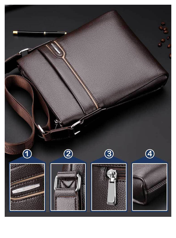 Whatnaショルダーバッグ メンズ メッセンジャーバッグ縦型 小さめ ビジネスバッグ 9.7インチipad収納可 革 通勤 通学 斜めがけバッグ オシャレ な シンプル な 軽量 実用 自転車 かばん男性用 黒（8815） 6