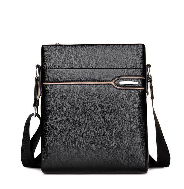 Whatnaショルダーバッグ メンズ メッセンジャーバッグ縦型 小さめ ビジネスバッグ 9.7インチipad収納可 革 通勤 通学 斜めがけバッグ オシャレ な シンプル な 軽量 実用 自転車 かばん男性用 黒（8815） 0