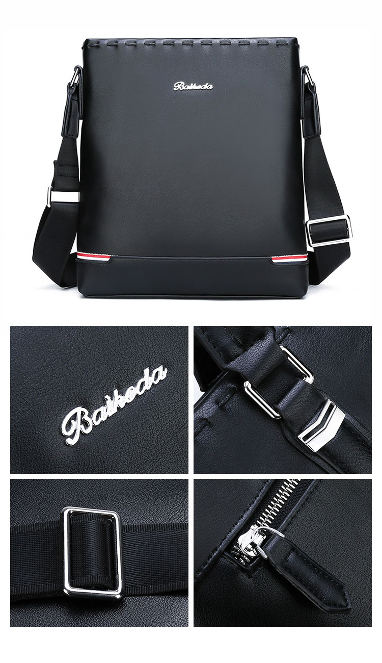 Whatnaショルダーバッグ メンズ メッセンジャーバッグ縦型 小さめ ビジネスバッグ 10.5インチipad収納可 革 通勤 通学 斜めがけバッグ オシャレ な シンプル な 軽量 実用 自転車 かばん男性用 黒(6815) 4