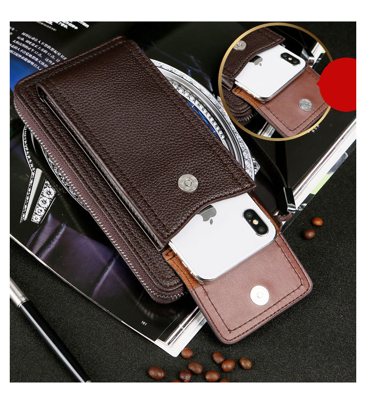 Whatna牛革ミニセカンドバッグ メンズ バッグ 6枚カード収納 小さめ クラッチバッグ 長財布 革 手持ちバッグ メンズ ポーチ 男性用 紳士用 結婚式 冠婚葬祭 黒6191 6