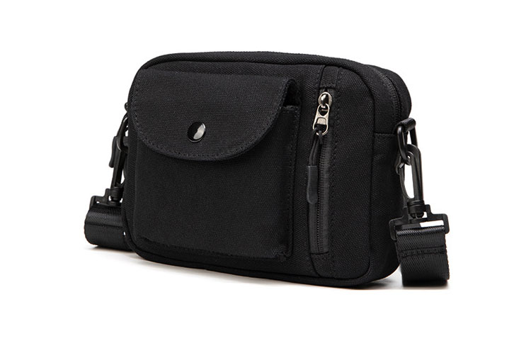 Whatnaミニショルダーバッグ メンズ ポシェット 横型 ショルダーミニポーチ 布 軽量 小型 人気型 耐久性 小さめメッセンジャーバッグ斜め掛け 肩掛け ビジネス 通学 通勤鞄 軽量 実用 自転車 かばん男性用  黒 (2627) 1