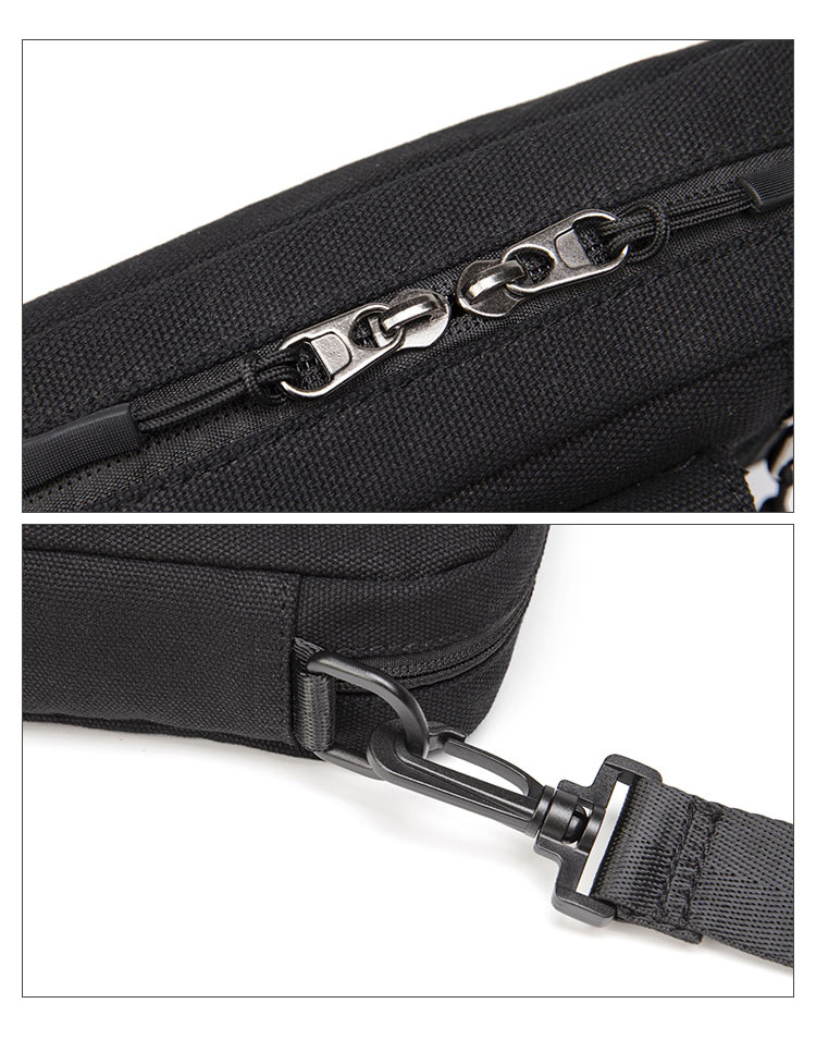 Whatnaミニショルダーバッグ メンズ ポシェット 横型 ショルダーミニポーチ 布 軽量 小型 人気型 耐久性 小さめメッセンジャーバッグ斜め掛け 肩掛け ビジネス 通学 通勤鞄 軽量 実用 自転車 かばん男性用  黒 (2627) 6