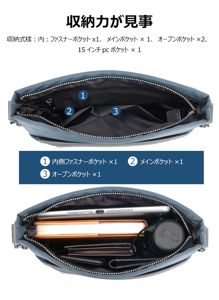 Whatnaショルダーバッグ メンズ メッセンジャーバッグ 頑丈 軽量 縦型 B5 10.5インチipad収納可 オックスフォード布 防水 耐磨耗 ビジネスバッグ 小さい 斜めがけ バッグ 男性用 紳士用 黒 ブルー M6009 7
