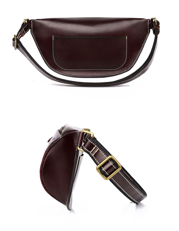 Whatna アンティーク風合い鞣し牛革 ウエストポーチ ウエストバッグ メンズ ミニショルダーバッグ 手作業で作 男女兼用 本革 斜めがけ ボディバッグ ワンショルダー 軽量 ブラウン 191104 2