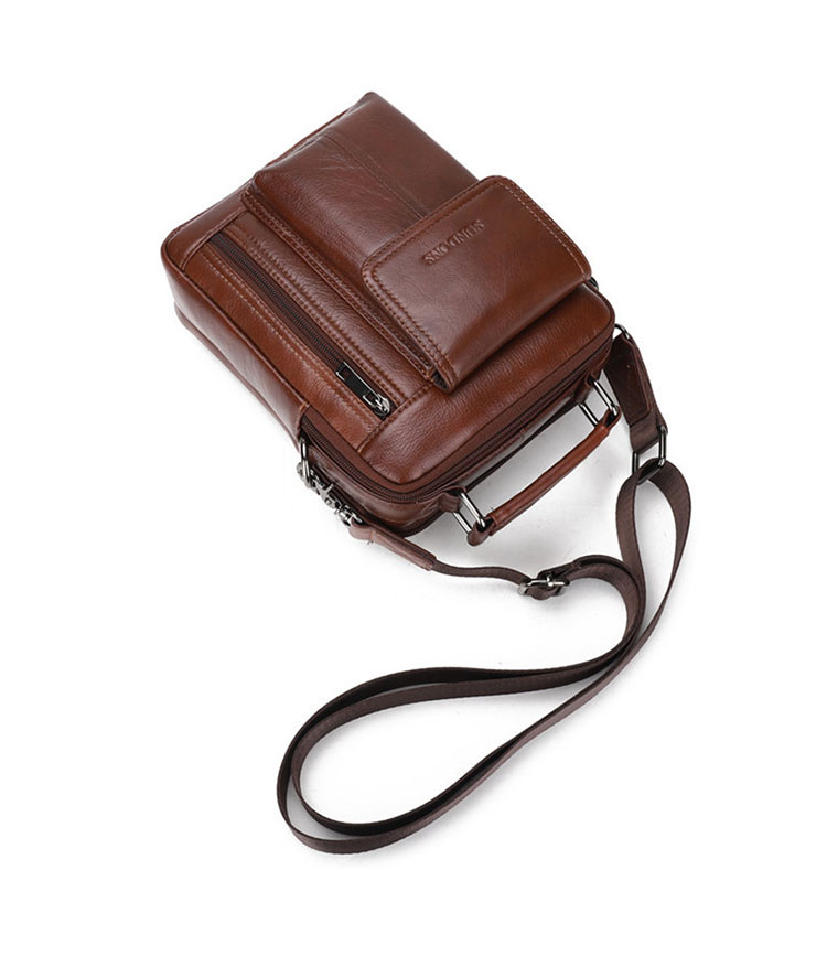 Whatna 2way牛革ショルダーバッグ メンズ 本革 斜め掛け 手提げ バッグ 縦型 ビジネスバッグ 小さめ メッセンジャーバッグ 通学 通勤鞄 軽量 実用 自転車かばん プレゼント男性 黒 ブラウン(3062) 4