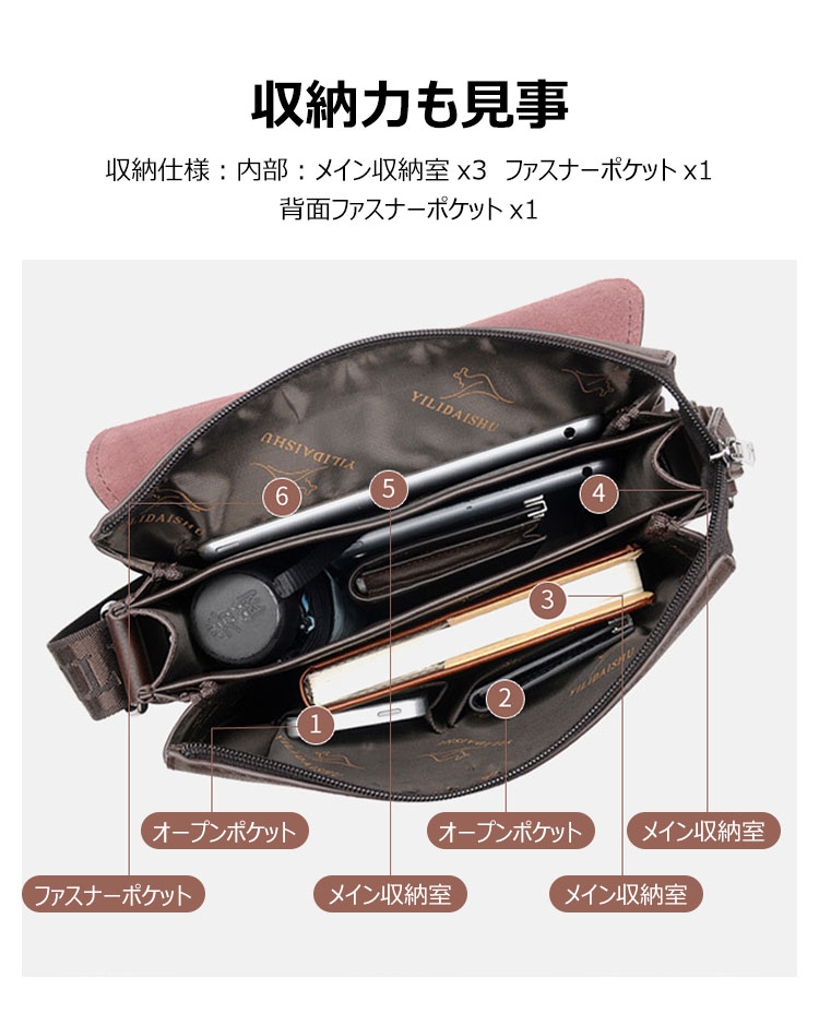 Whatnaショルダーバッグ メンズ メッセンジャーバッグ縦型 小さめ ビジネスバッグ 10.5インチipad収納可 革 通勤 通学 斜めがけバッグ オシャレ な シンプル な 軽量 実用 自転車 かばん男性用 黒（95018#+） 7