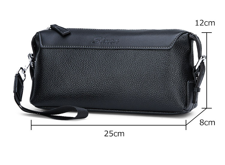 Whatna 2wayミニセカンドバッグ メンズ バッグ 小きめ [クラッチ ショルダー 肩掛け 結婚式 バッグ] カード6枚収納 ビジネス カジュアル フォーマル 冠婚葬祭 バッグ紳士用 男性用 黒W073 5