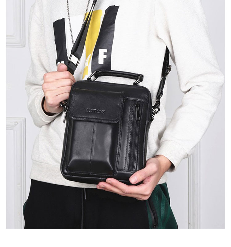 Whatna 2way牛革ショルダーバッグ メンズ 本革 斜め掛け 手提げ バッグ 縦型 ビジネスバッグ 小さめ メッセンジャーバッグ 通学 通勤鞄 軽量 実用 自転車かばん プレゼント男性 黒 ブラウン(3062) 9