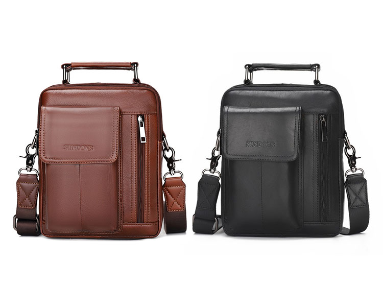 Whatna 2way牛革ショルダーバッグ メンズ 本革 斜め掛け 手提げ バッグ 縦型 ビジネスバッグ 小さめ メッセンジャーバッグ 通学 通勤鞄 軽量 実用 自転車かばん プレゼント男性 黒 ブラウン(3062) 0