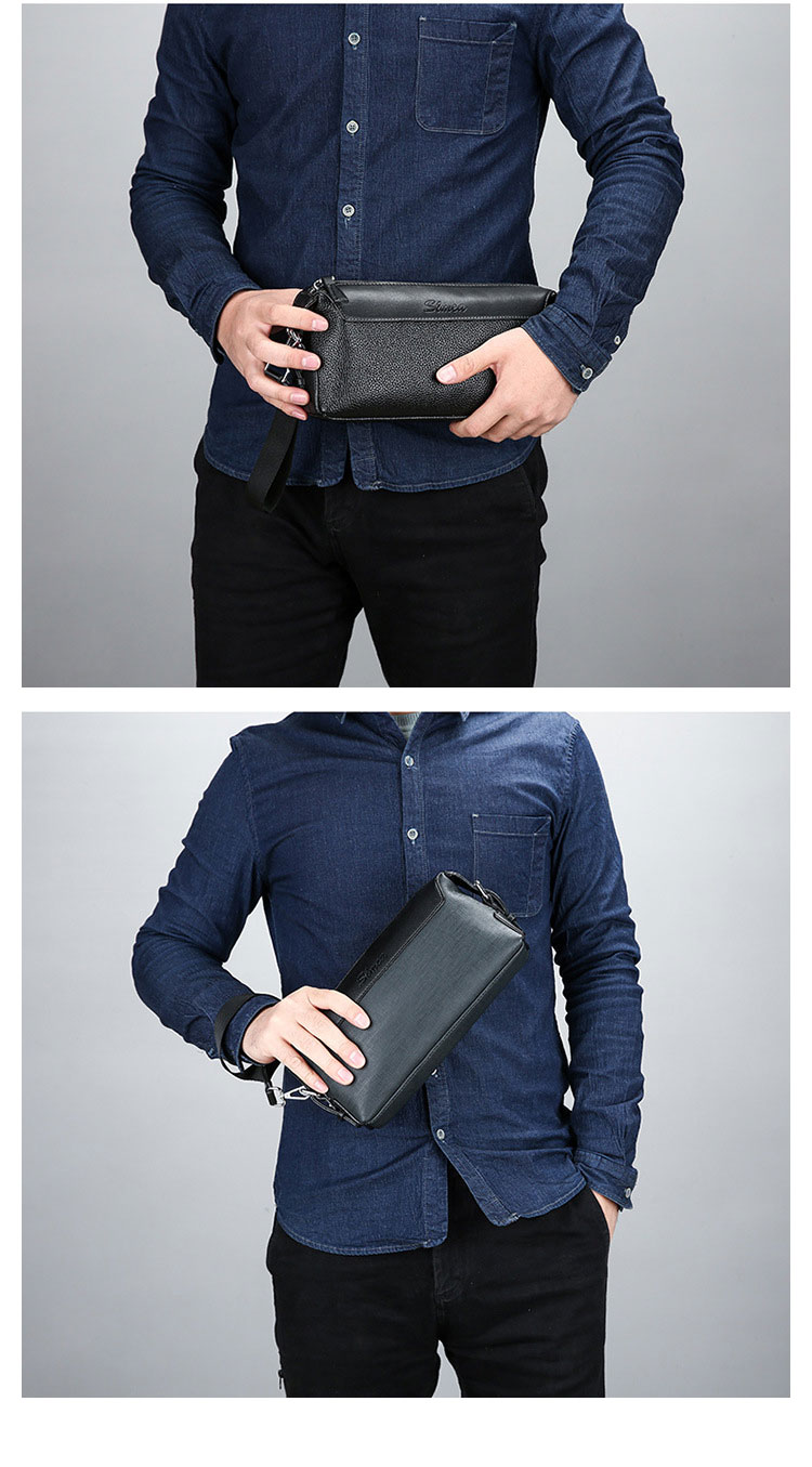 Whatna 2wayミニセカンドバッグ メンズ バッグ 小きめ [クラッチ ショルダー 肩掛け 結婚式 バッグ] カード6枚収納 ビジネス カジュアル フォーマル 冠婚葬祭 バッグ紳士用 男性用 黒W073 8