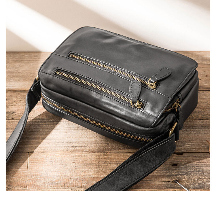 Whatna 天然牛革 ショルダーバッグ メンズ メッセンジャーバッグ 横型 小さめ ビジネスバッグ 革通勤 通学 斜めがけバッグ オシャレ な シンプル な 軽量 実用 自転車 かばん男性用 ブラウン 黒(HB204-7) 3