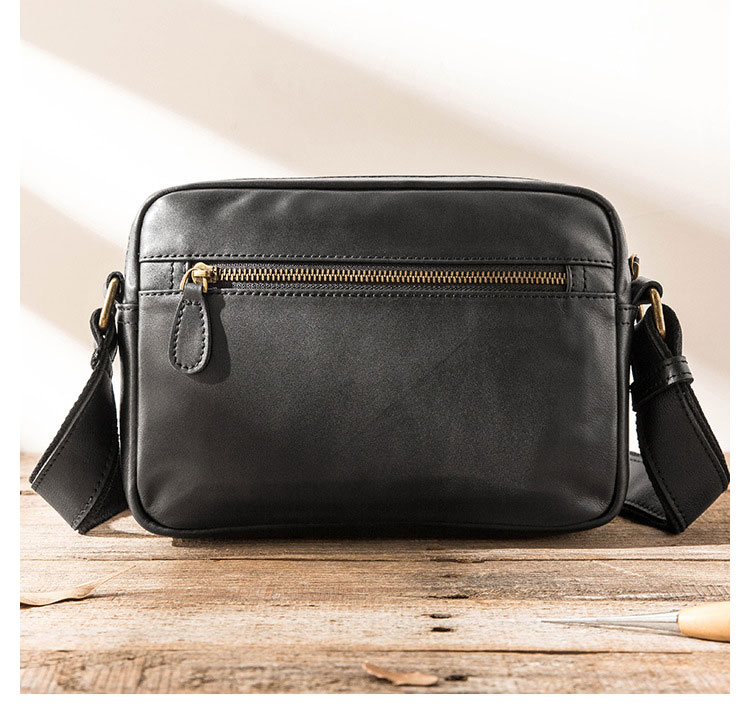 Whatna 天然牛革 ショルダーバッグ メンズ メッセンジャーバッグ 横型 小さめ ビジネスバッグ 革通勤 通学 斜めがけバッグ オシャレ な シンプル な 軽量 実用 自転車 かばん男性用 ブラウン 黒(HB204-7) 2