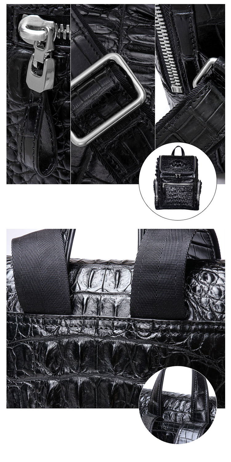 Whatnaワニ革 ビジネスバッグメンズ バッグ 手提げ・リュックの2WAY クロコダイル革 厚手本革 A4 15.6インチpc収納可 大容量 盗難防止 旅行 出張用 通勤 通学 就活 面接 バッグ かばん 男性用 ブラウン 黒(1019) 7