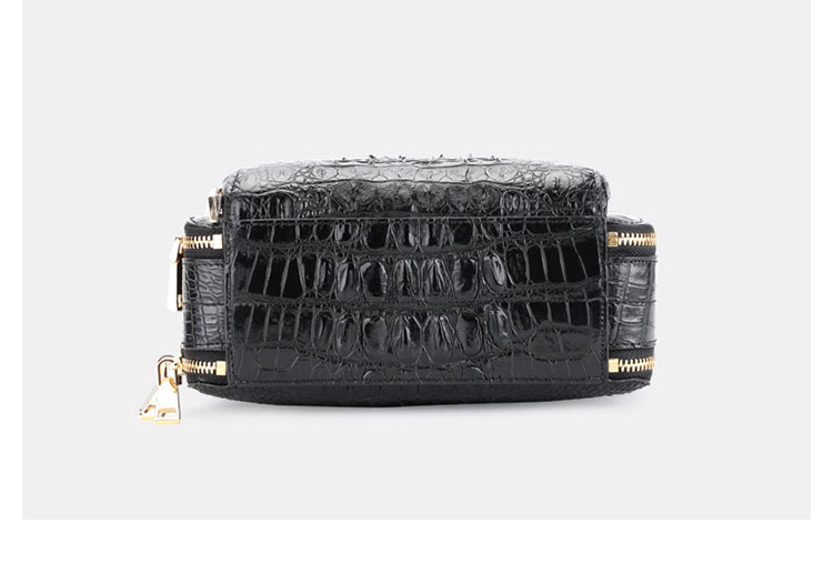 Whatna ワニ革 ショルダーバッグ メンズ クロコダイル革 本革 2way斜め掛け 手提げ バッグ 縦型 ビジネスバッグ小さめ 通学 通勤鞄 軽量 実用 自転車かばん プレゼント男性 黒（1075） 3