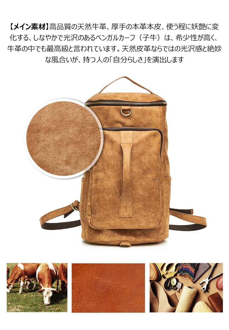 Whatna 天 然牛革 ビジネスバッグ メンズ 2WAY 手提げ・リュック バッグ 天然 本革 A4 15.6インチpc収納可大容量 旅行 出張用 通勤 通学 就活 面接 バッグ かばん 男性用 ブラウン 黒（6357） 7