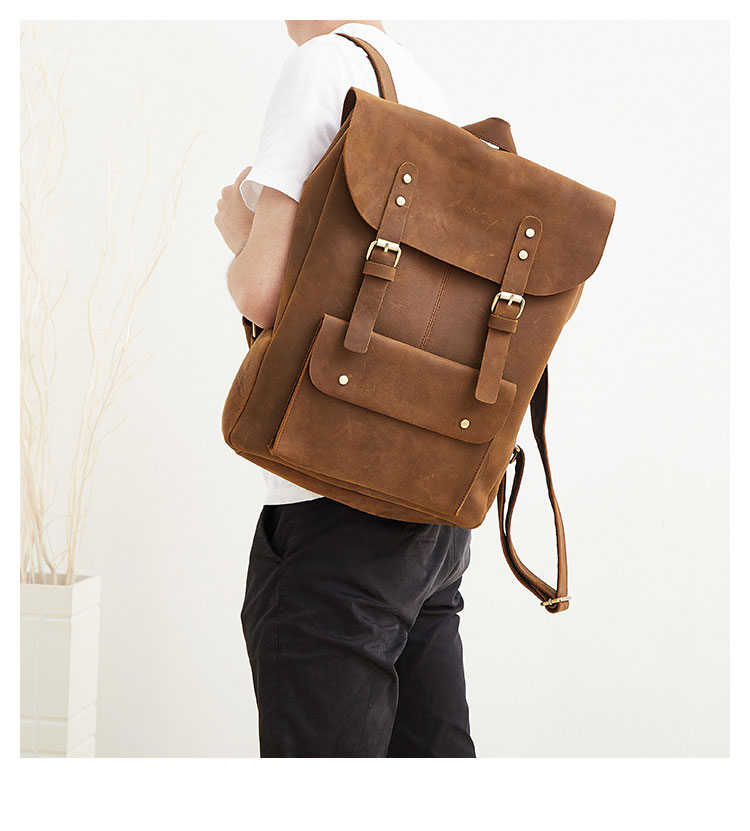 Whatna 天 然牛革 ビジネスバッグ メンズ 2WAY 手提げ・リュック バッグ 天然 本革 A4 16インチpc収納可大容量 旅行 出張用 通勤 通学 就活 面接 バッグ かばん 男性用 ブラウン（1224） 9