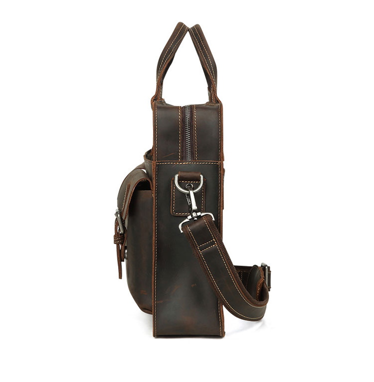 Whatna 天 然牛革 ビジネスバッグ メンズ 2WAY 手提げ・ショルダーバッグ 天然 本革 A4 15.6インチpc収納可大容量 旅行 出張用 通勤 通学 就活 面接 バッグ かばん 男性用 ブラウン 黒(6380) 3