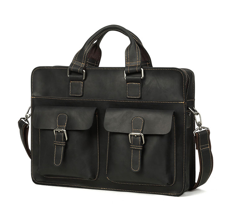 Whatna 天 然牛革 ビジネスバッグ メンズ 2WAY 手提げ・ショルダーバッグ 天然 本革 A4 15.6インチpc収納可大容量 旅行 出張用 通勤 通学 就活 面接 バッグ かばん 男性用 ブラウン 黒(6380) 1