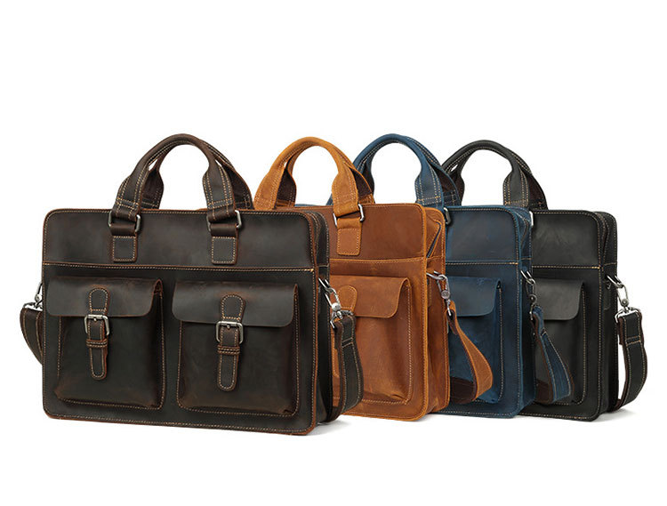 Whatna 天 然牛革 ビジネスバッグ メンズ 2WAY 手提げ・ショルダーバッグ 天然 本革 A4 15.6インチpc収納可大容量 旅行 出張用 通勤 通学 就活 面接 バッグ かばん 男性用 ブラウン 黒(6380) 0