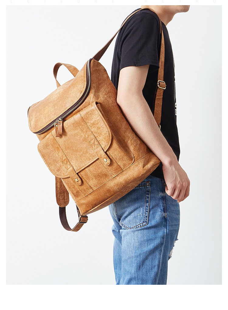 Whatna 天 然牛革 ビジネスバッグ メンズ 2WAY 手提げ・リュック バッグ 天然 本革 A4 16インチpc収納可大容量 旅行 出張用 通勤 通学 就活 面接 バッグ かばん 男性用 ブラウン(6356) 10