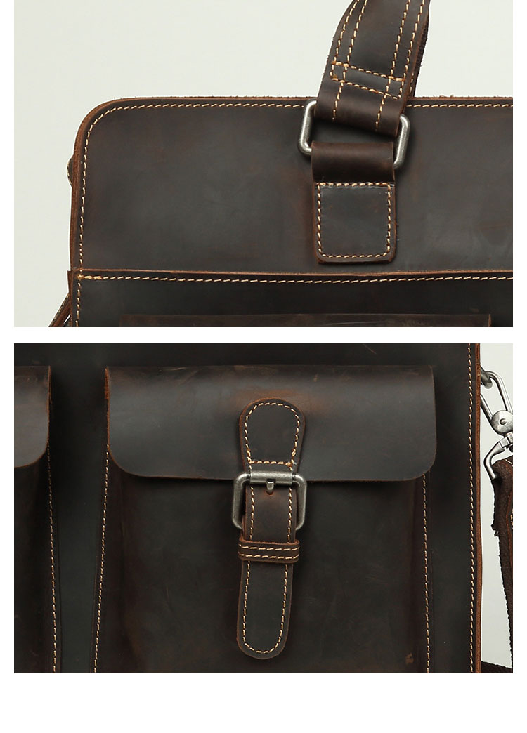 Whatna 天 然牛革 ビジネスバッグ メンズ 2WAY 手提げ・ショルダーバッグ 天然 本革 A4 15.6インチpc収納可大容量 旅行 出張用 通勤 通学 就活 面接 バッグ かばん 男性用 ブラウン 黒(6380) 8