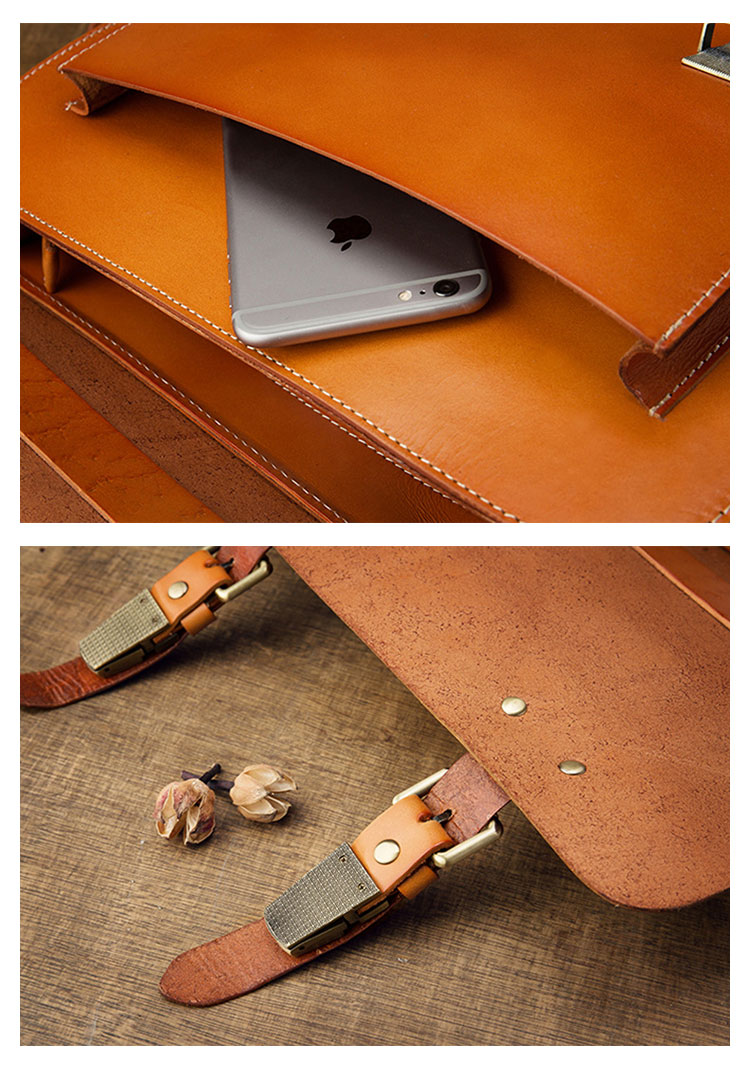 Whatna 天 然牛革 ビジネスバッグ メンズ 2WAY 手提げ・ショルダーバッグ 天然 本革 A4 13.3インチpc収納可大容量 旅行 出張用 通勤 通学 就活 面接 バッグ かばん 男性用 ブラウン 黒(3440) 8