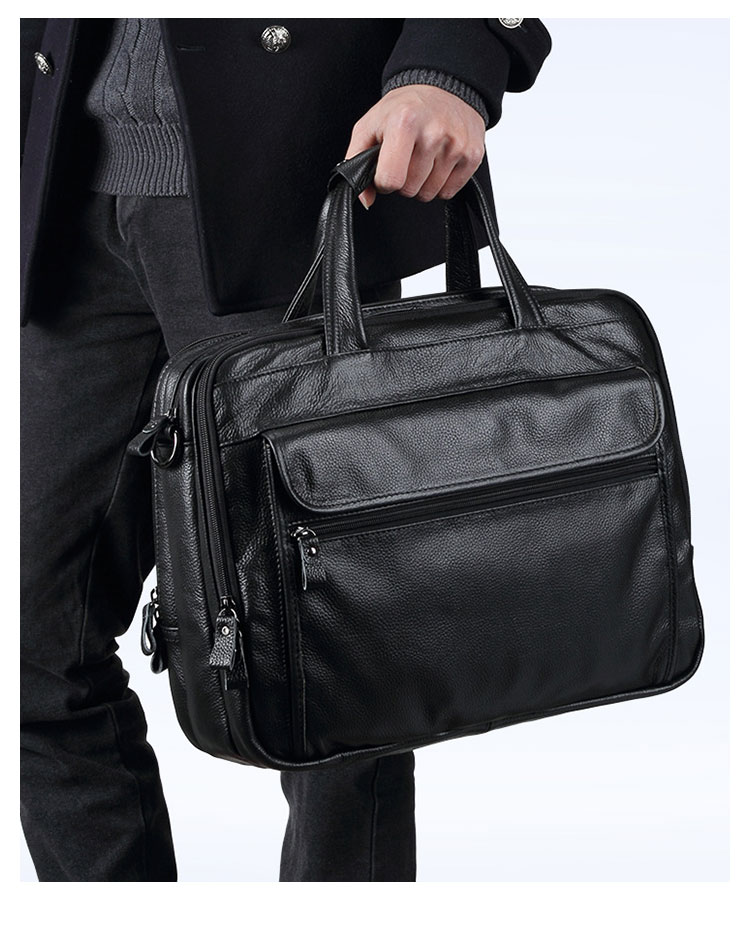 Whatna 天 然牛革 ビジネスバッグ メンズ 2WAY 手提げ・ショルダーバッグ 天然 本革 A4 15.6インチpc収納可大容量 旅行 出張用 通勤 通学 就活 面接 バッグ かばん 男性用 ブラウン 黒(9912) 8