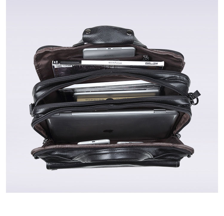 Whatna 天 然牛革 ビジネスバッグ メンズ 2WAY 手提げ・ショルダーバッグ 天然 本革 A4 15.6インチpc収納可大容量 旅行 出張用 通勤 通学 就活 面接 バッグ かばん 男性用 ブラウン 黒(9912) 4