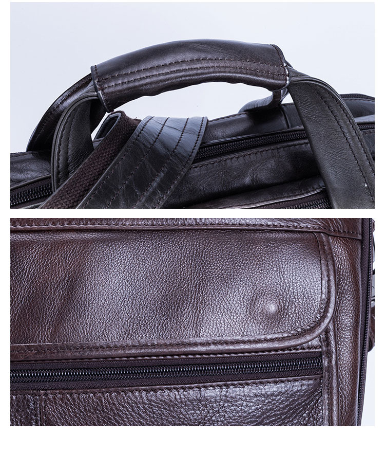 Whatna 天 然牛革 ビジネスバッグ メンズ 2WAY 手提げ・ショルダーバッグ 天然 本革 A4 15.6インチpc収納可大容量 旅行 出張用 通勤 通学 就活 面接 バッグ かばん 男性用 ブラウン 黒(9912) 6