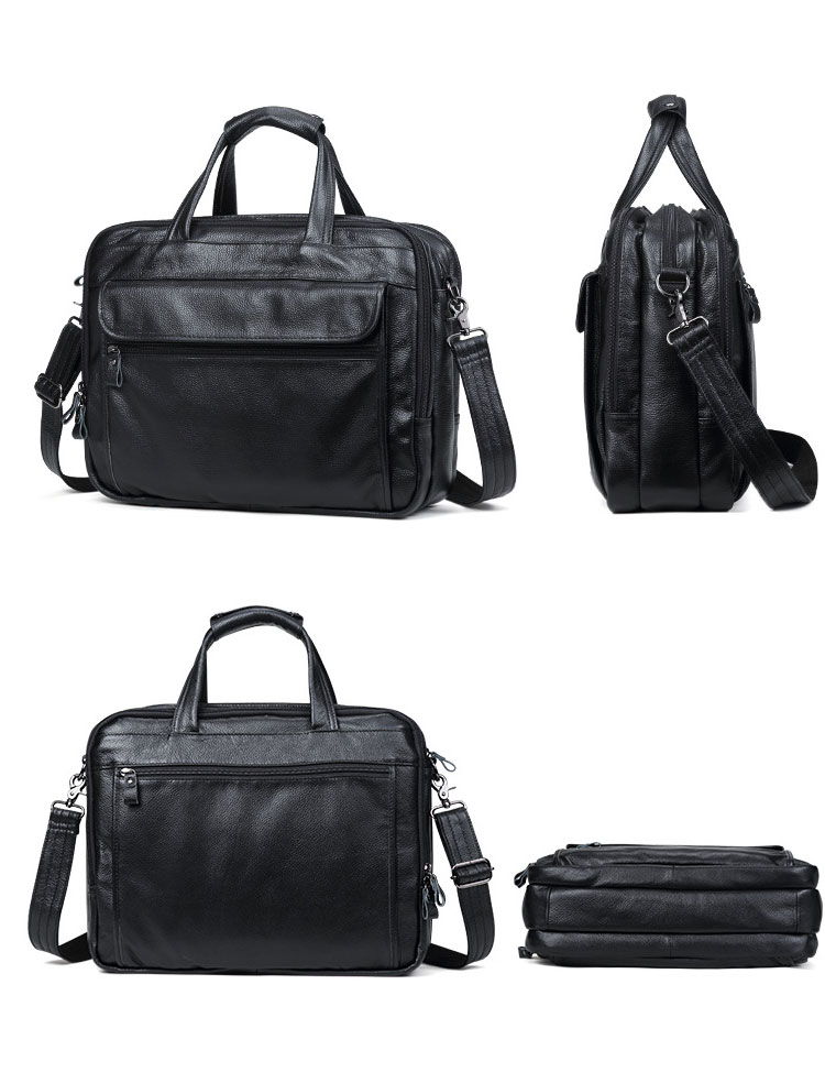 Whatna 天 然牛革 ビジネスバッグ メンズ 2WAY 手提げ・ショルダーバッグ 天然 本革 A4 15.6インチpc収納可大容量 旅行 出張用 通勤 通学 就活 面接 バッグ かばん 男性用 ブラウン 黒(9912) 1