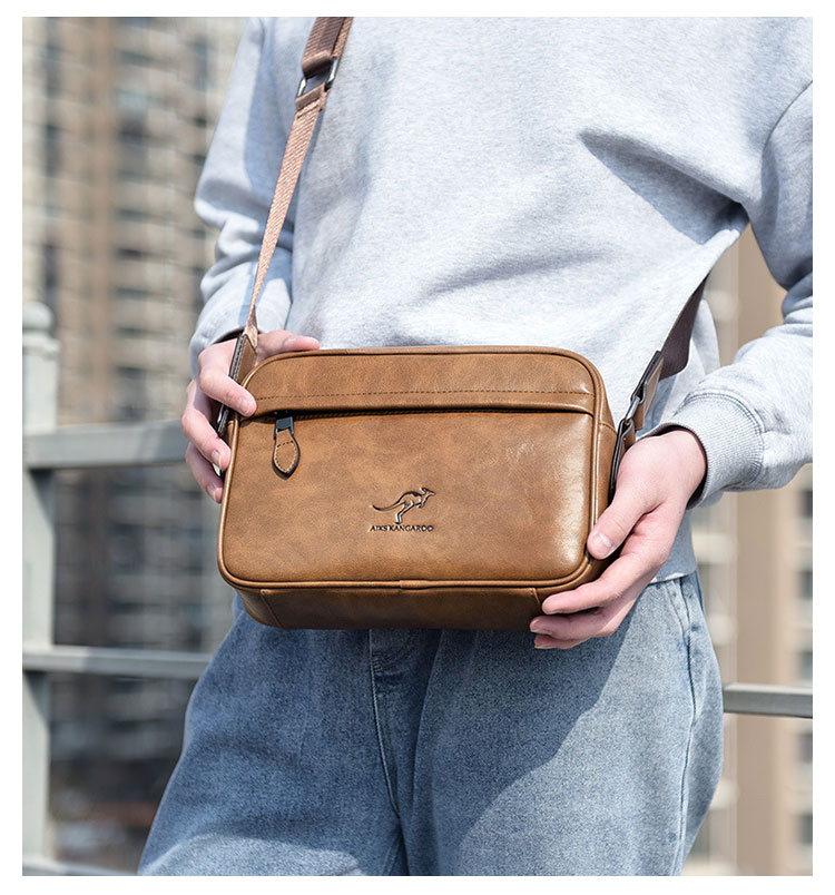 Whatnaショルダーバッグ メンズ メッセンジャーバッグ縦型 小さめ ビジネスバッグ Ipad mini収納可 革 通勤 通学 斜めがけバッグ オシャレ な シンプル な 軽量 実用 自転車 かばん男性用 ブラウン（3030） 10