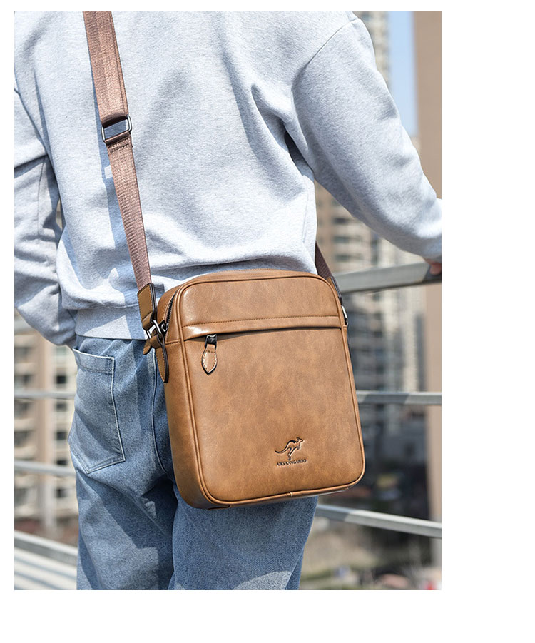 Whatnaショルダーバッグ メンズ メッセンジャーバッグ縦型 小さめ ビジネスバッグ Ipad mini収納可 革 通勤 通学 斜めがけバッグ オシャレ な シンプル な 軽量 実用 自転車 かばん男性用 ブラウン（3030） 11