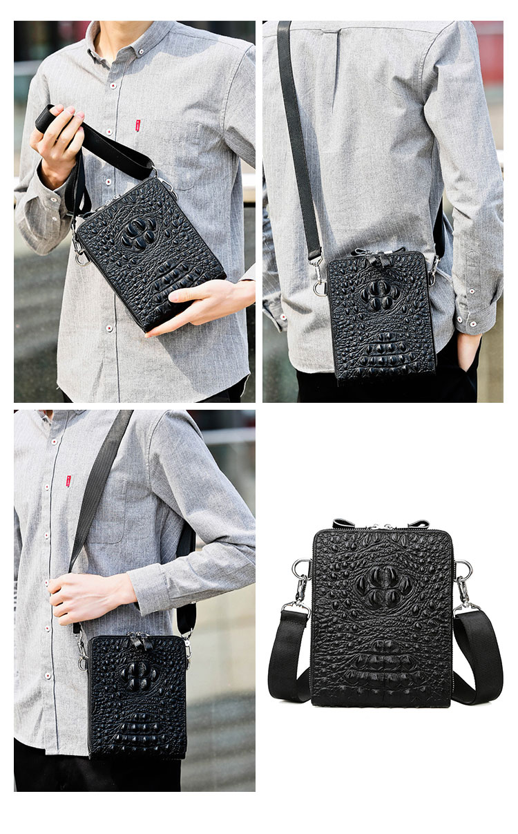 whatna 3way 牛革 ミニショルダーバッグ メンズ ポシェットポお財布 6枚カード収納 小銭入れ 4つの仕切本革 縦型 小型ショルダーミニバック 小さめメッセンジャーバッグ 斜め掛け通学 通勤ミニバッグ 紳士用 男性用 黒 5