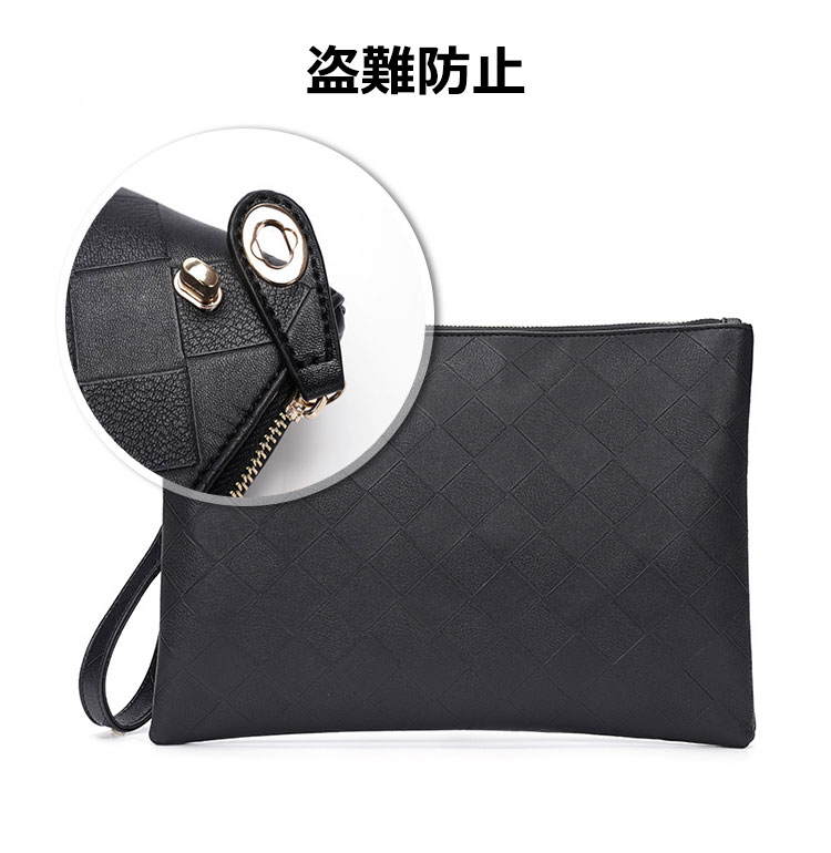 Whatna 2way 革 セカンド バッグ メンズ バッグ [クラッチ ショルダー  肩掛け 結婚式 バッグ]  厚手 本 革 A4 手持ちバッグ ビジネス フォーマル 冠婚葬祭 バッグ 紳士用 男性用 黒（YH3088） 6