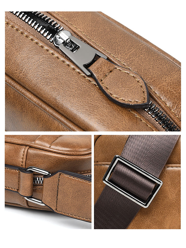 Whatnaショルダーバッグ メンズ メッセンジャーバッグ縦型 小さめ ビジネスバッグ Ipad mini収納可 革 通勤 通学 斜めがけバッグ オシャレ な シンプル な 軽量 実用 自転車 かばん男性用 ブラウン（3030） 8