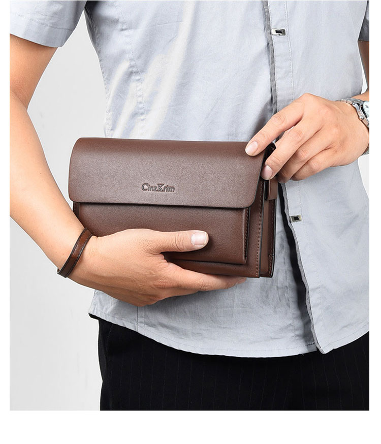 Whatna革ミニセカンドバッグ メンズ  長財布 カード12枚収納可 小銭入れ パスワードロックボタン付 盗難防止 厚手 本革 レザー 手持ちバッグ メンズ ポーチ 男性用 紳士用 結婚式 冠婚葬祭 バッグ 黒 ブラウン hs-1503 11