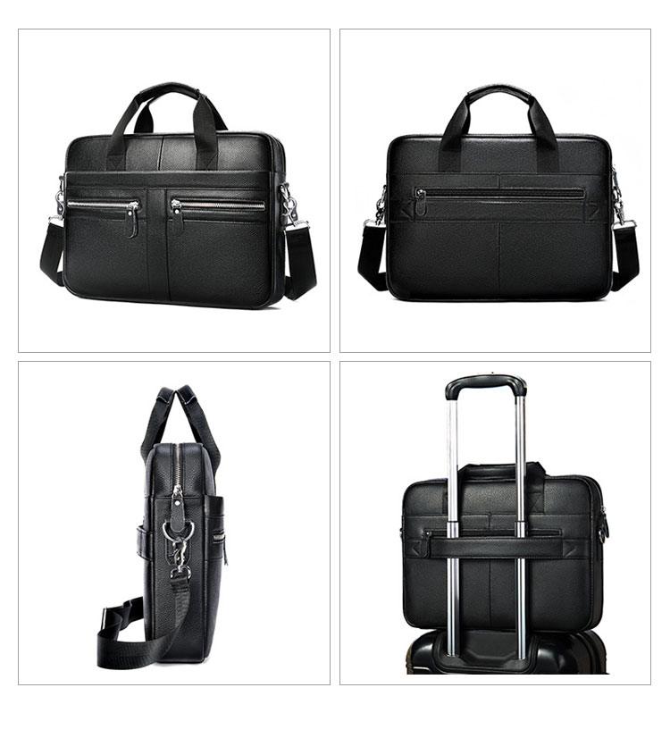 Whatna 天 然牛革 ビジネスバッグ メンズ 2WAY 手提げ・ショルダーバッグ 天然 本革 A4 15.6インチpc収納可大容量 旅行 出張用 通勤 通学 就活 面接 バッグ かばん 男性用 ブラウン 黒い（2099） 1