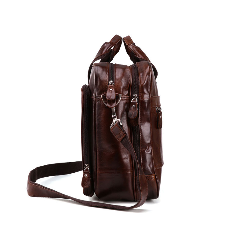 Whatna 天 然牛革 ビジネスバッグ メンズ 2WAY 手提げ・ショルダーバッグ 天然 本革 A4 16インチpc収納可大容量 旅行 出張用 通勤 通学 就活 面接 バッグ かばん 男性用 ブラウン(6415) 1